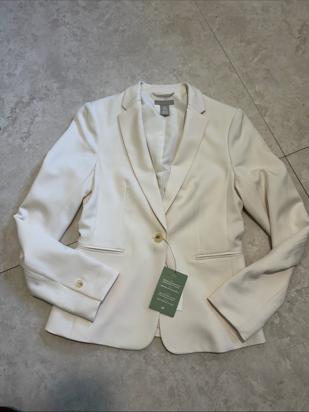 H&M Cream Single-Button Tailored Blazer